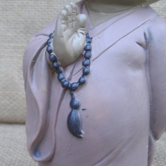 Standing Buddhist Monk with Mala Resin Figurine - Picture 9 of 16